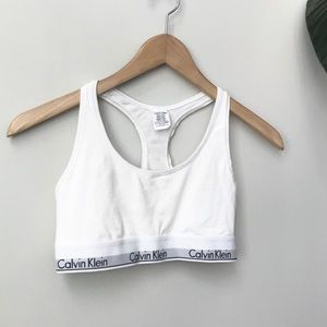 Calvin Klein white modern cotton bralette MEDIUM